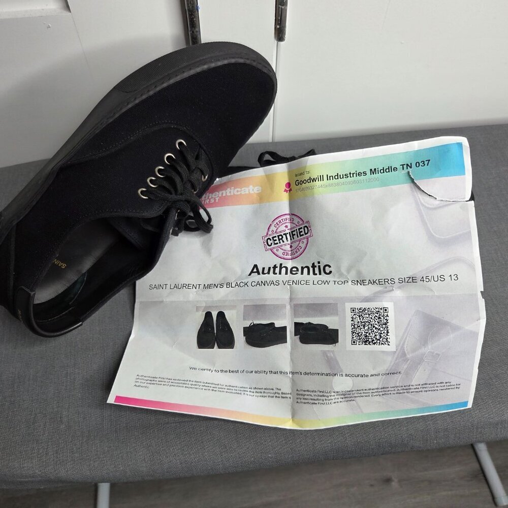 Saint Laurent - Men's Venice Black Canvas Low Top Sneakers - NWOT Size EU45 - Picture 9 of 12